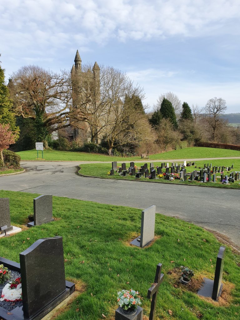 Maesgwasted Cemetery looking towards Christ Church